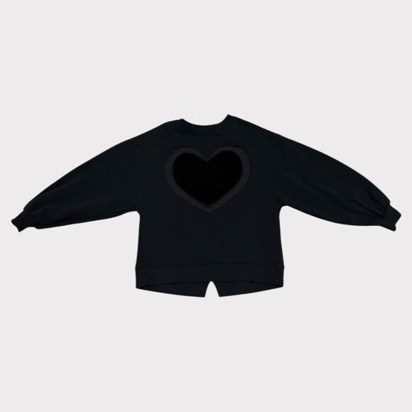 Zara Girls Black Heart Appliqué Sweatshirt - SZ 11-12 EUC - Picture 1 of 3
